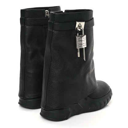 Givenchy Grained Calfskin Shark Lock Biker Ankle Boots 39 Black 4 of 8