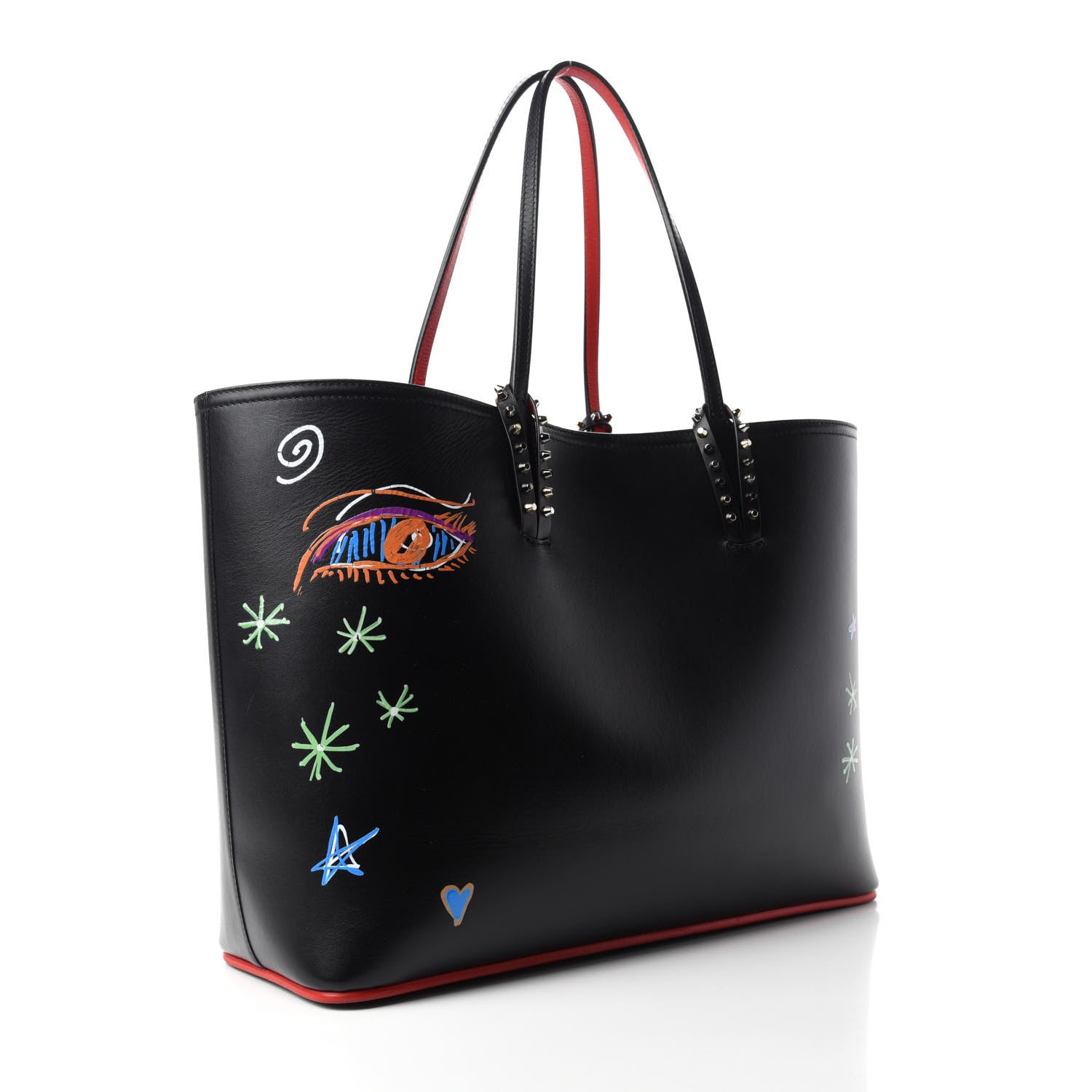 Christian Louboutin Calfskin Loubitag Spikes East West Cabata Tote Black 4 of 11