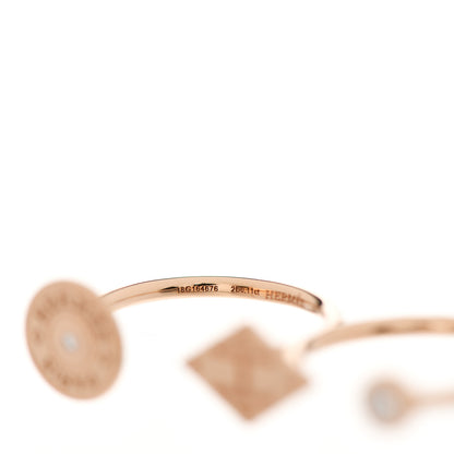 Hermes 18K Rose Gold Diamond Gambade Double Ring 56 7.5 4 of 7