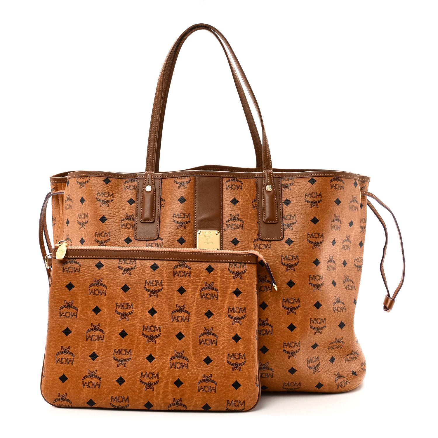 MCM Visetos Large Liz Reversible Shopper Tote Cognac 2 of 14