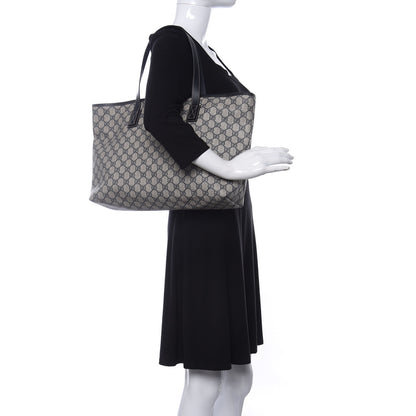 Gucci GG Supreme Monogram Medium Zippered Shopping Tote Navy 2 of 12