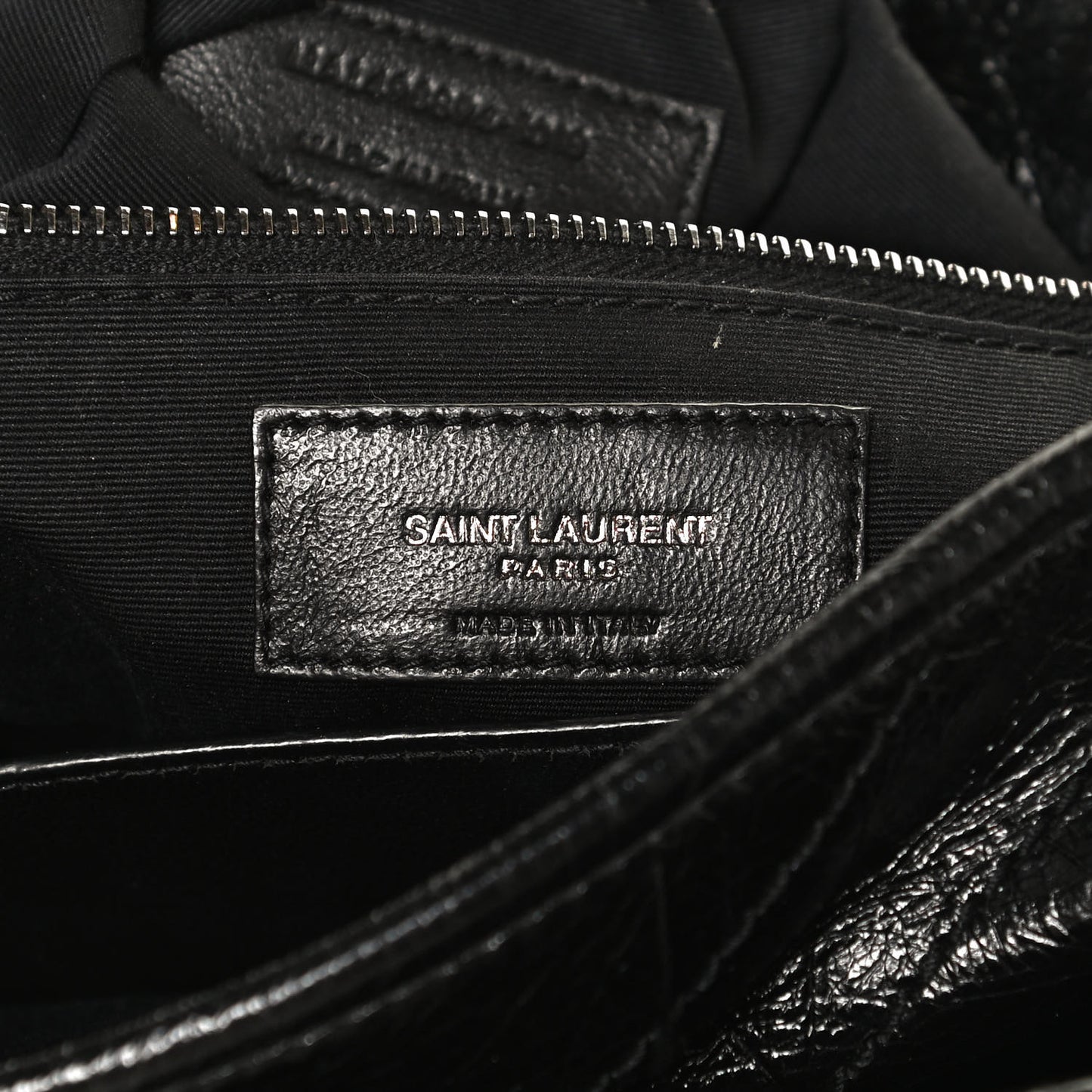 Crinkled Calfskin Matelasse Monogram Medium Niki Chain Satchel Black