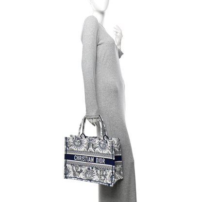 Christian Dior Canvas Embroidered Medium Toile De Jouy Soleil Book Tote Blue 2 of 9