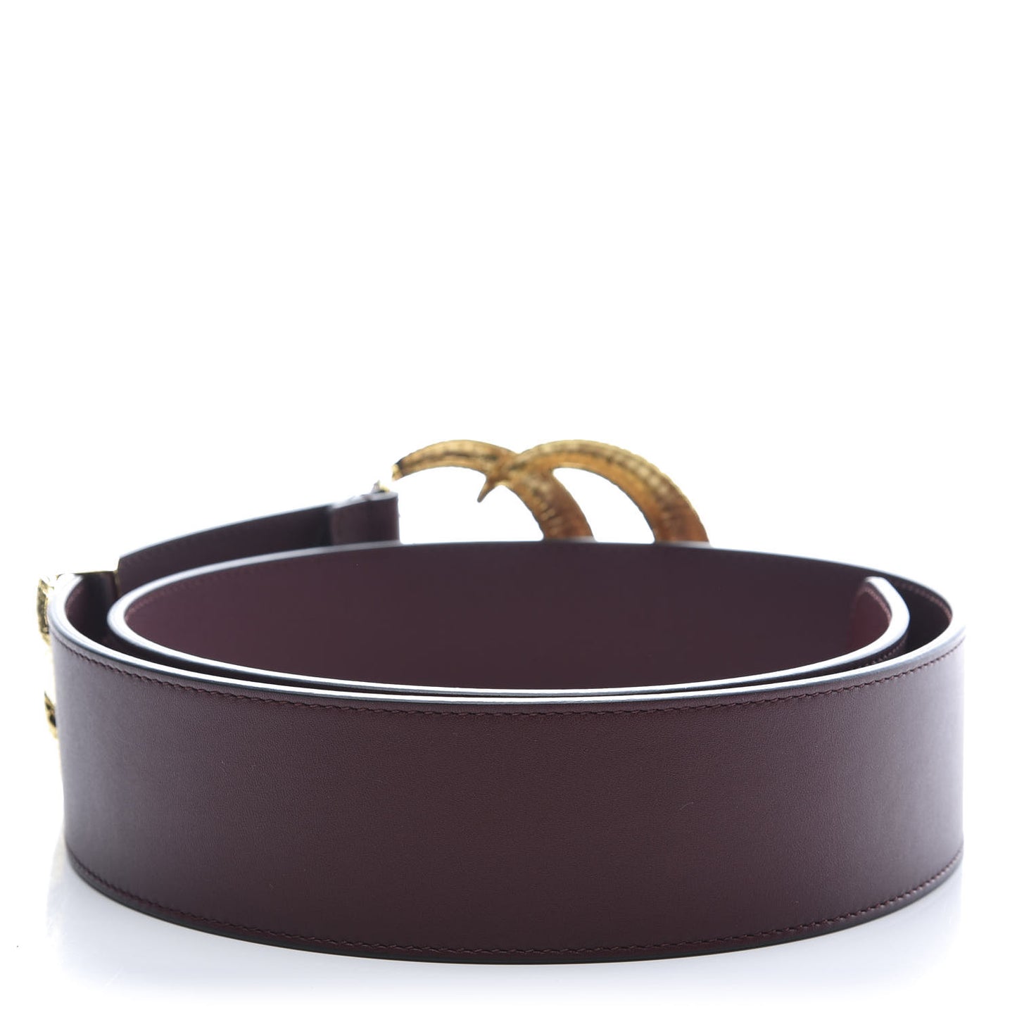 Calfskin Lizard Double G 50mm Belt 90 36 Vintage Bordeaux