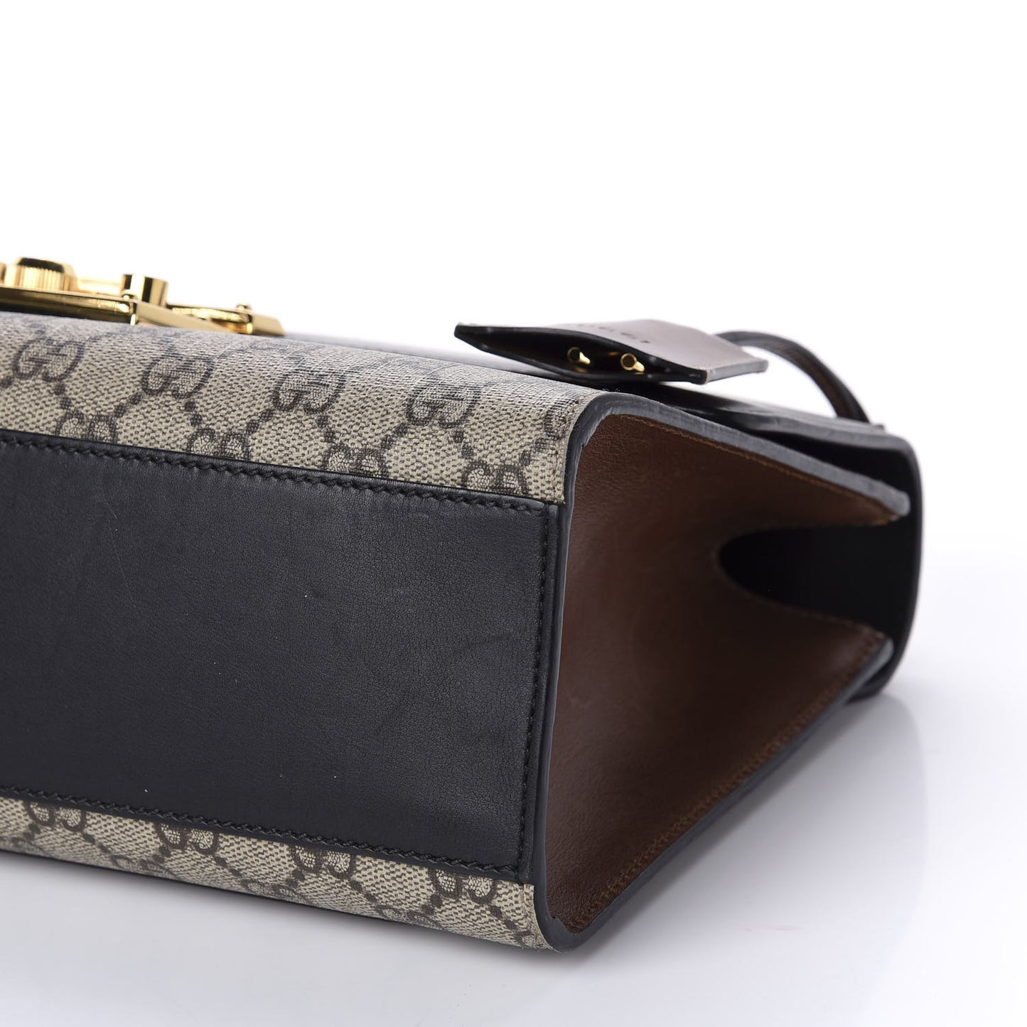 GG Supreme Monogram Calfskin Medium Padlock Shoulder Bag Beige Black Cuir