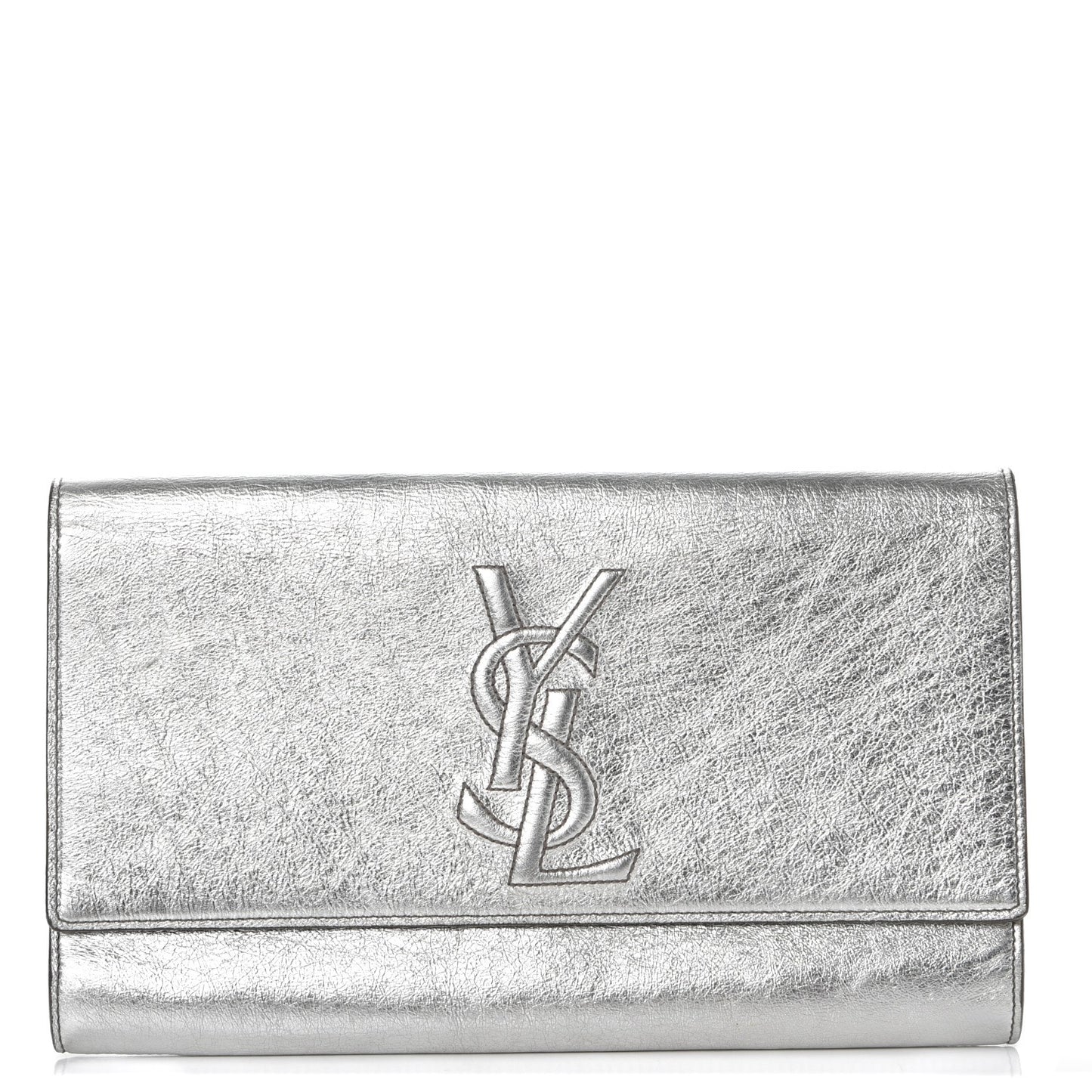 Metallic Calfskin Large Belle De Jour Clutch Silver Gold