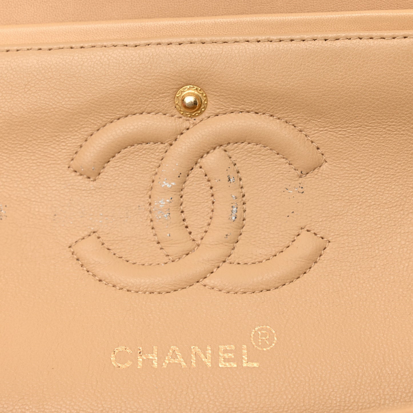 Lambskin Quilted Small Double Flap Beige