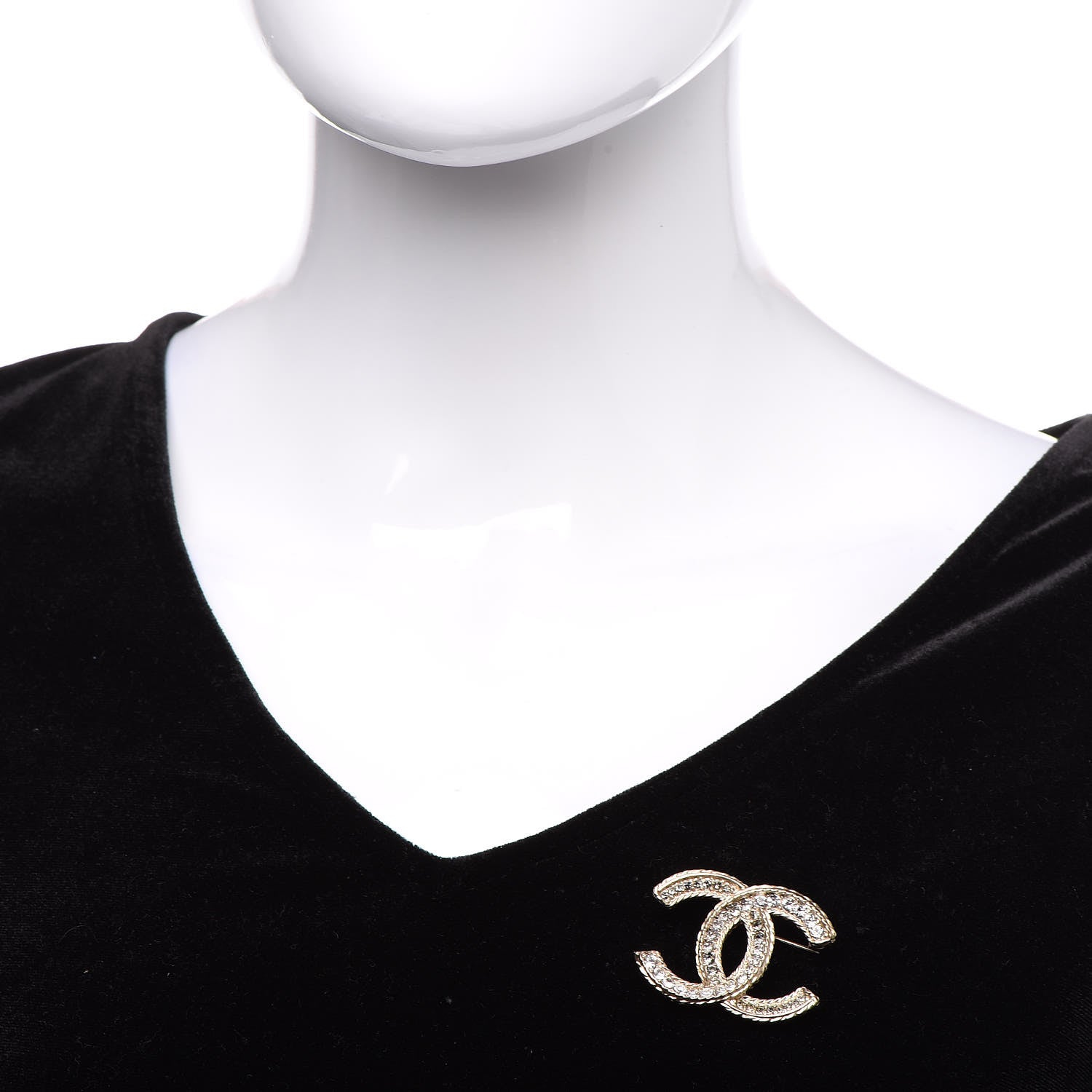 Chanel Crystal CC Brooch Gold 2 of 5