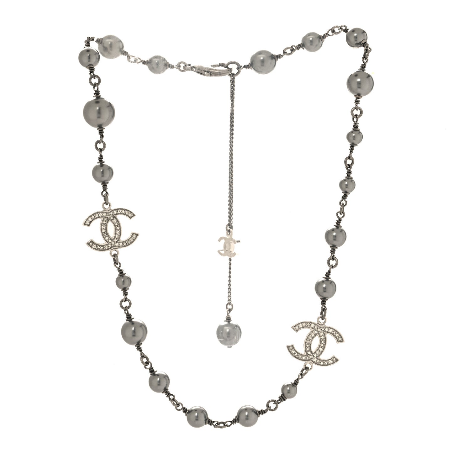 Ruthenium Pearl Crystal CC Choker Necklace Black
