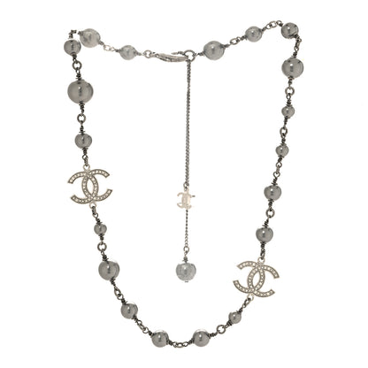 Chanel Ruthenium Pearl Crystal CC Choker Necklace Black 3 of 4