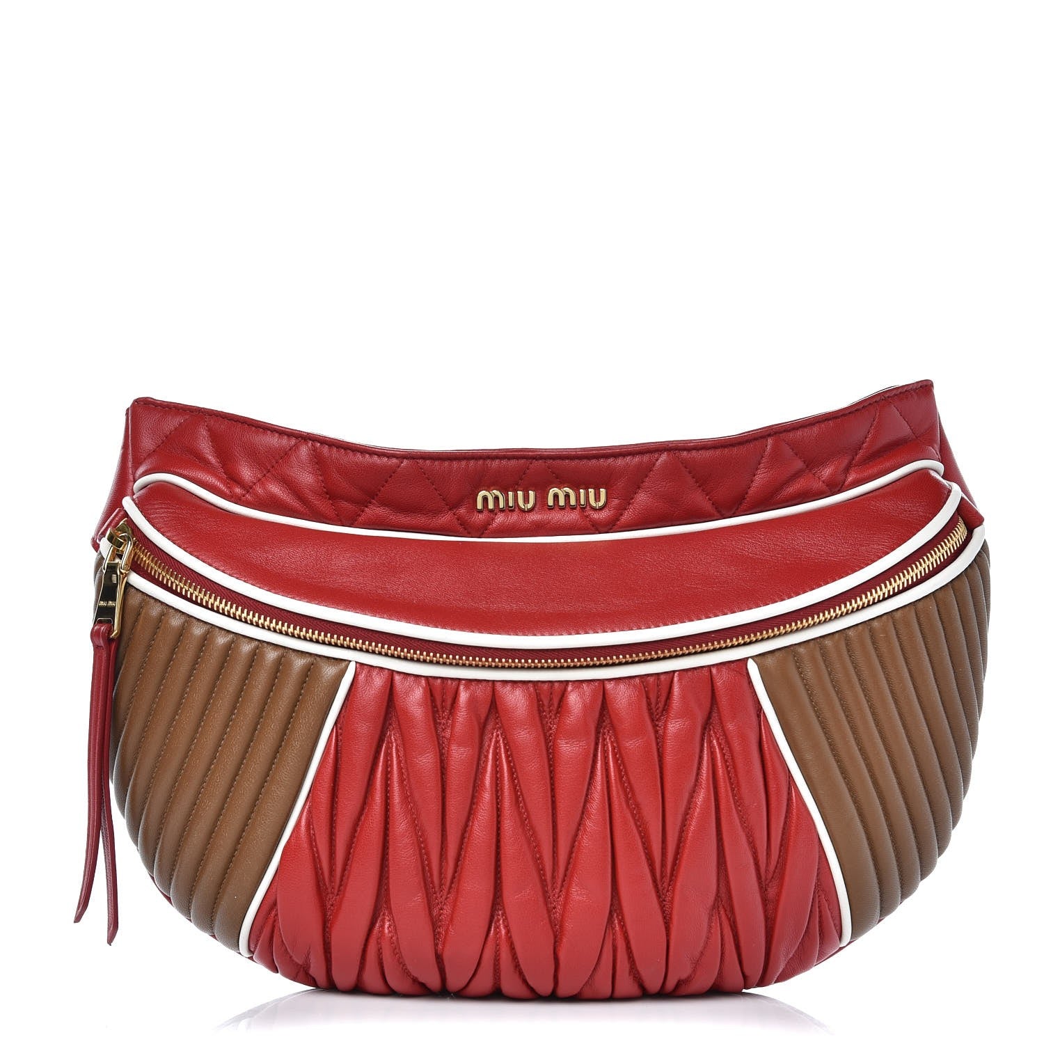 Miu Miu Nappa Matelasse Belt Bag Fuoco Cannella 1 of 7