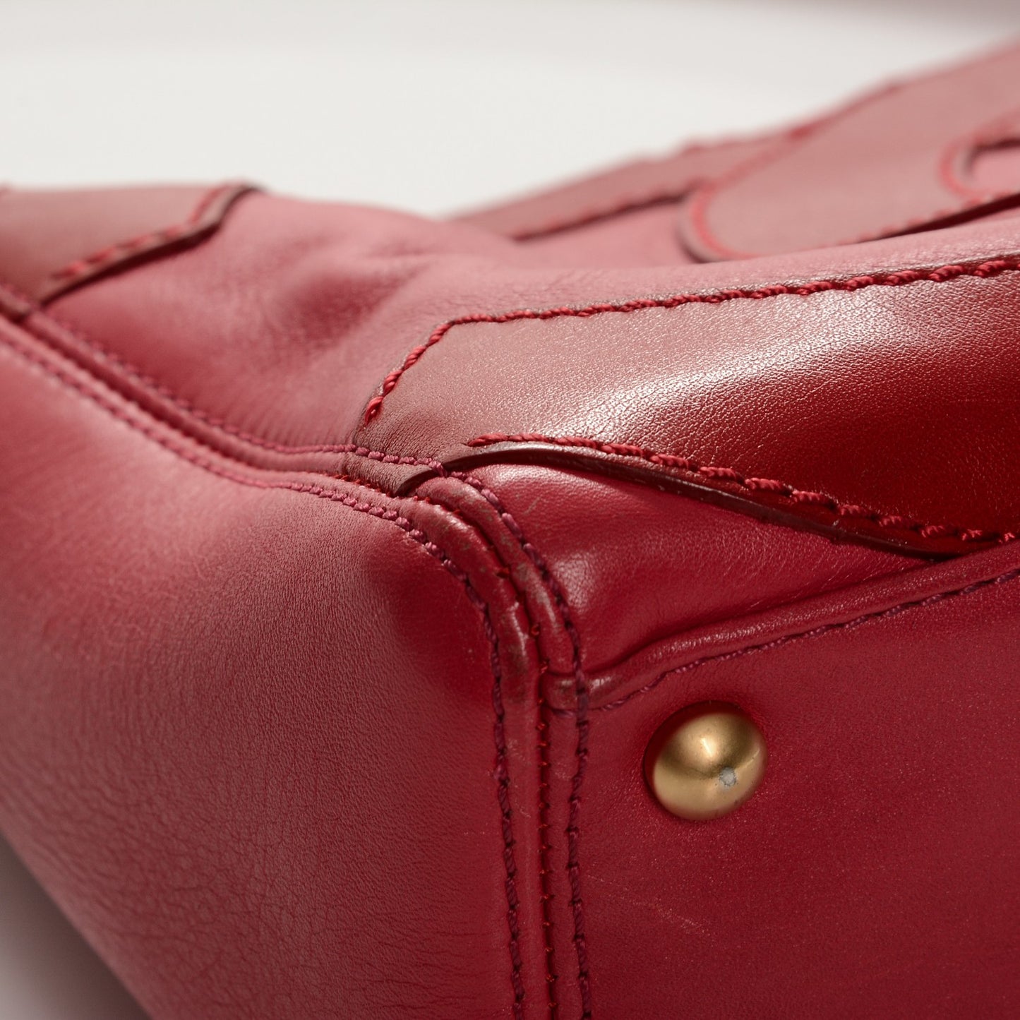Lambskin CC Stitched Small Shoulder Bag Red Pink