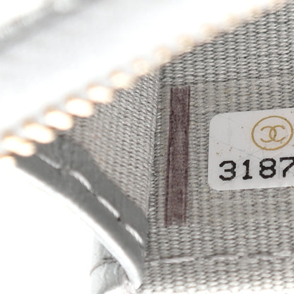 Chanel Metallic Lambskin Quilted Chanel 19 Zip Around Coin Purse Wallet Silver 7 of 8
