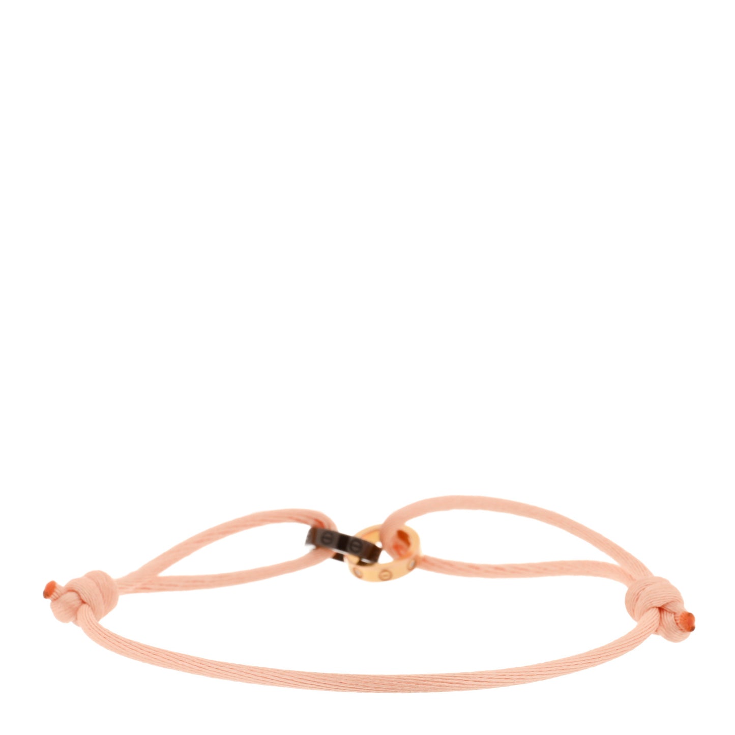 18K Pink Gold Ceramic 4 Diamond LOVE Cord Bracelet Peach