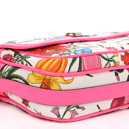 Gucci Canvas Flora Floral Shoulder Bag White Fuchsia Fluo 7 of 8