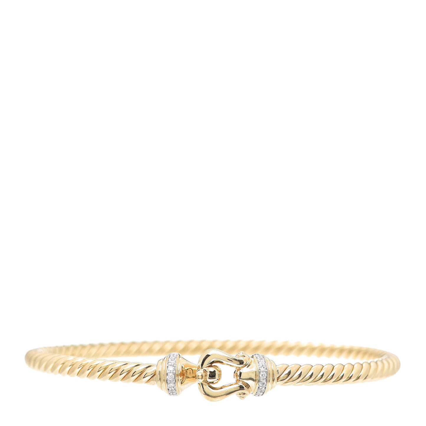 18K Yellow Gold Diamond 3.5mm Cable Buckle Bracelet