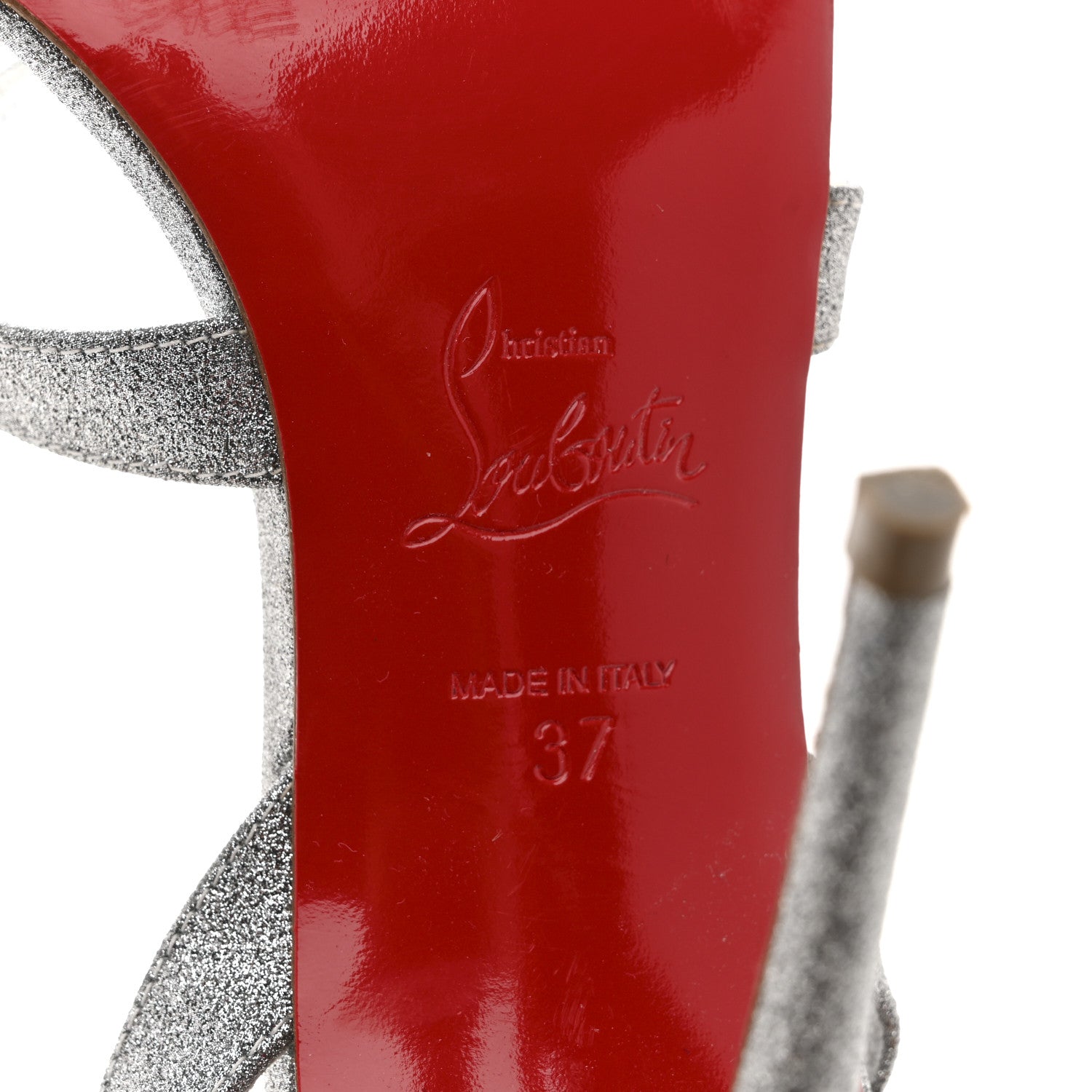 Christian Louboutin Glitter Emilie 100 Slingback Sandals 37 Silver 8 of 11