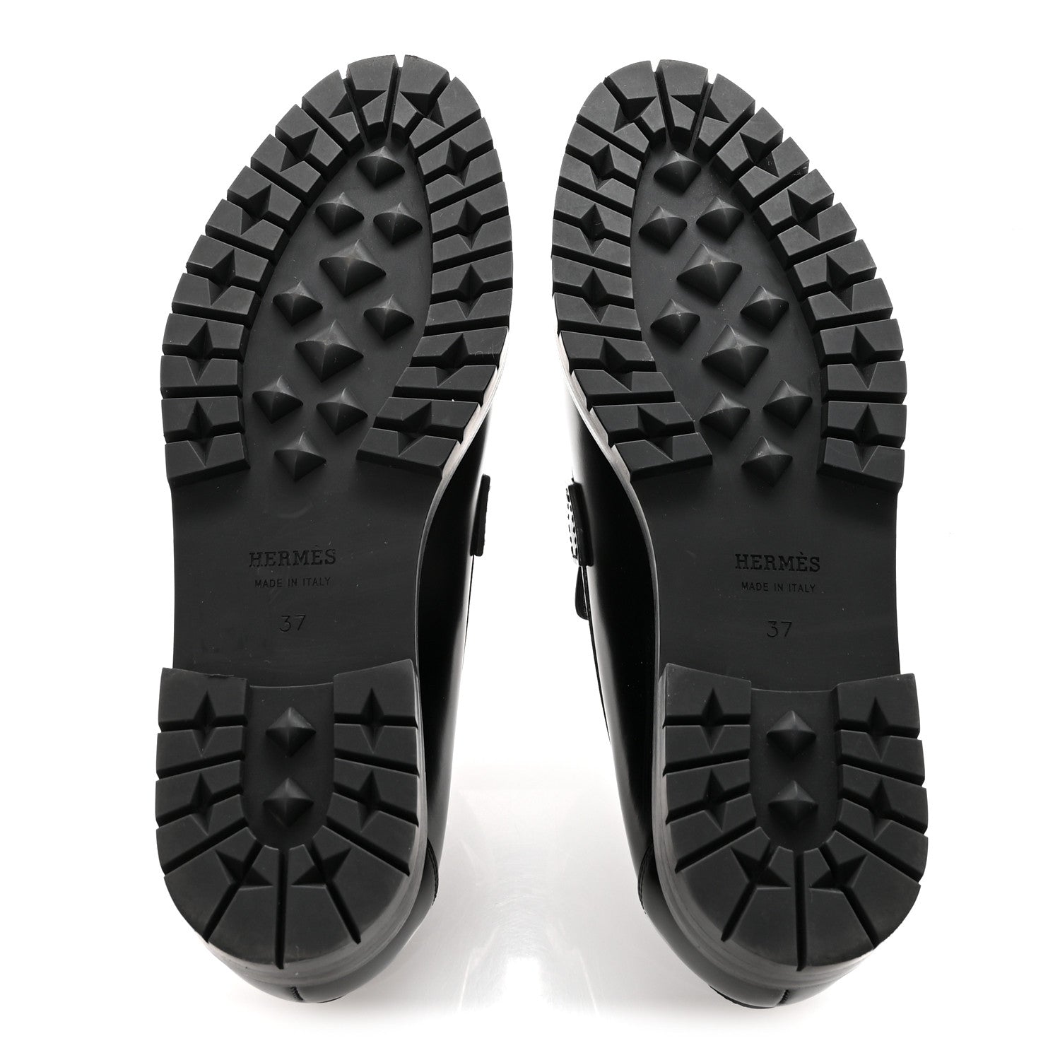 Hermes Glazed Calfskin Womens Faubourg Loafers 37 Black 6 of 9