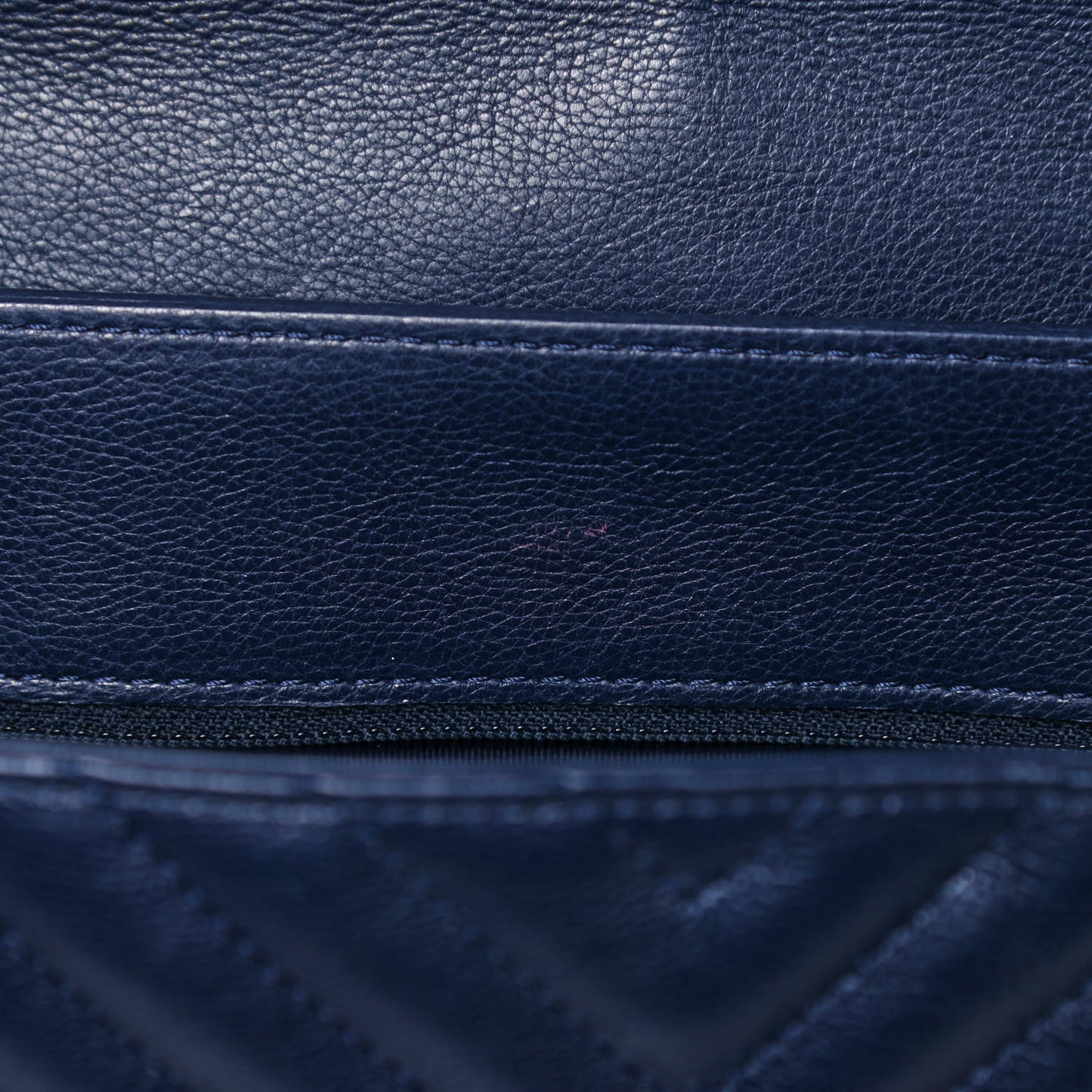 Calfskin Chevron Quilted Messenger Flap Navy