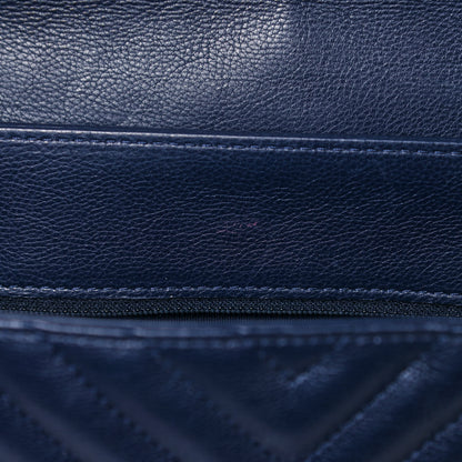 Chanel Calfskin Chevron Quilted Messenger Flap Navy 13 of 20