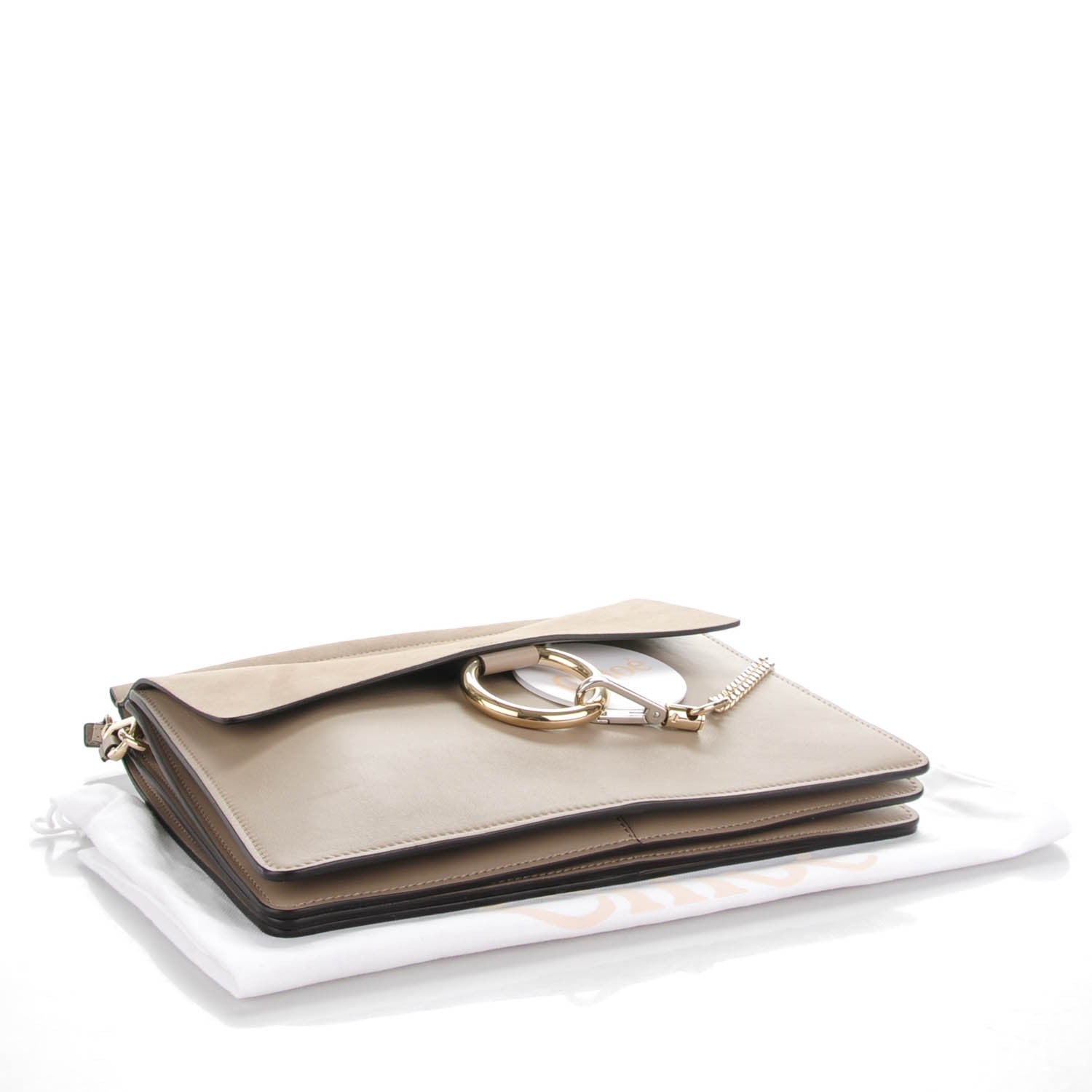 Chloe Calfskin Suede Medium Faye Shoulder Bag Motty Grey 4 of 7