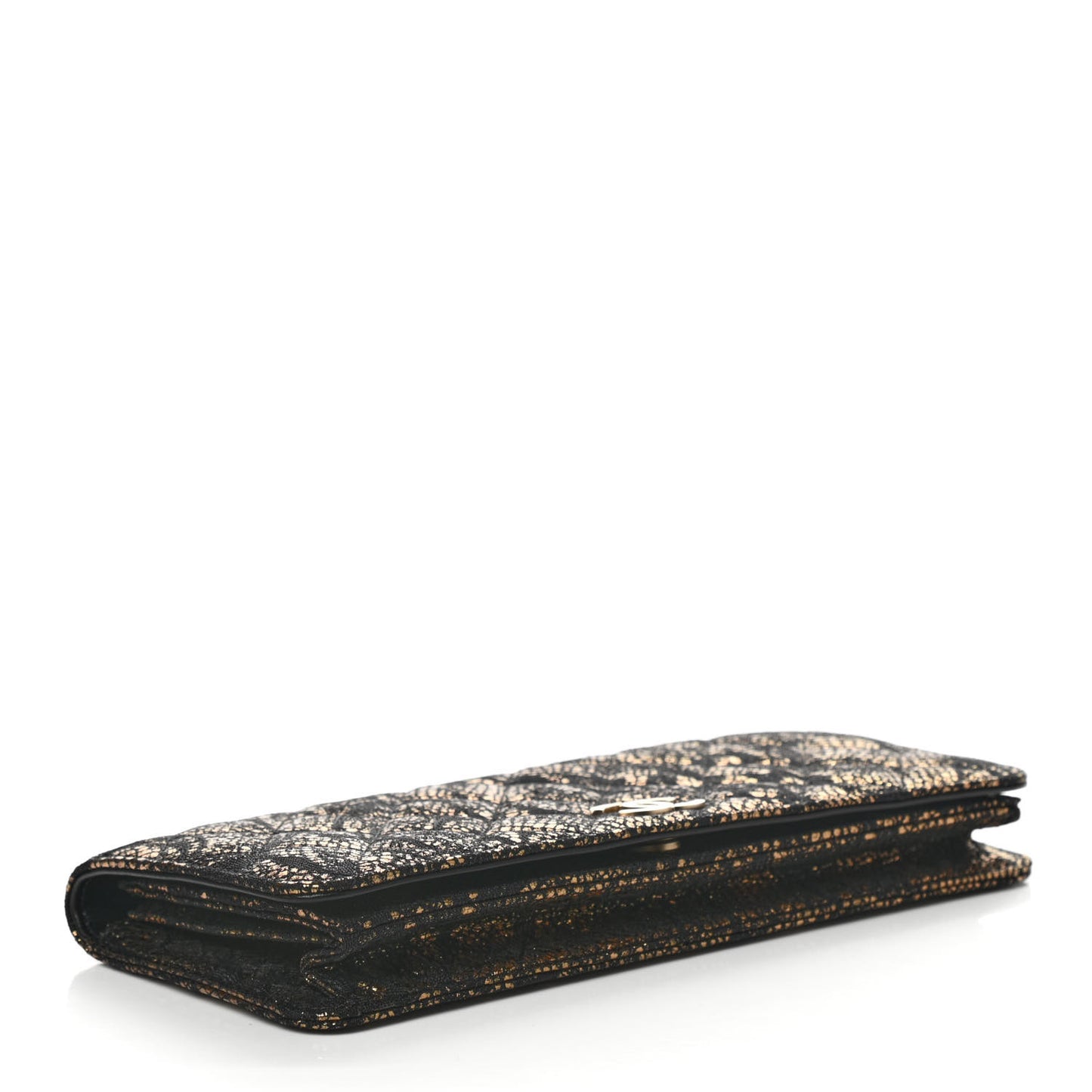Metallic Tweed Quilted Clutch Black Gold