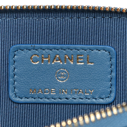 Chanel Caviar Quilted Zip Card Holder Wallet Blue 6 of 10