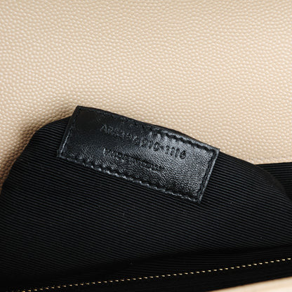 Saint Laurent Grain De Poudre Matelasse Chevron Large Monogram Satchel Nude Powder 7 of 7