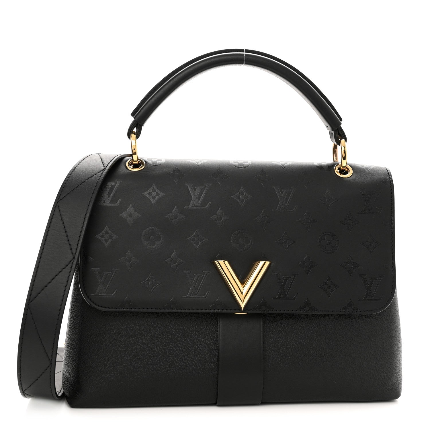 Louis Vuitton Calfskin Monogram Very One Handle Black 1 of 11