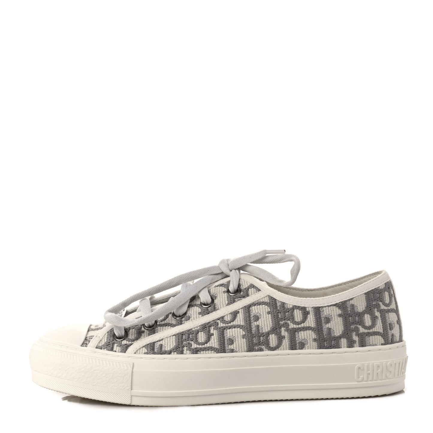 Canvas Oblique Walk'N'Dior Low Top Sneakers 37.5 Grey Stone