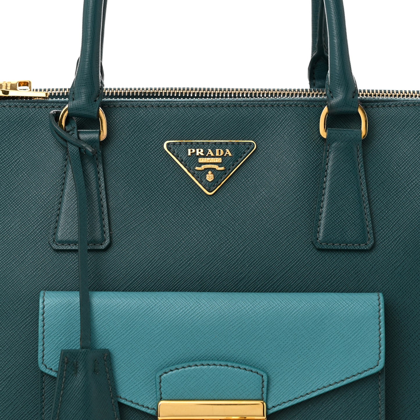 Saffiano Lux Galleria Front Pocket Tote Ottanio Cobalto