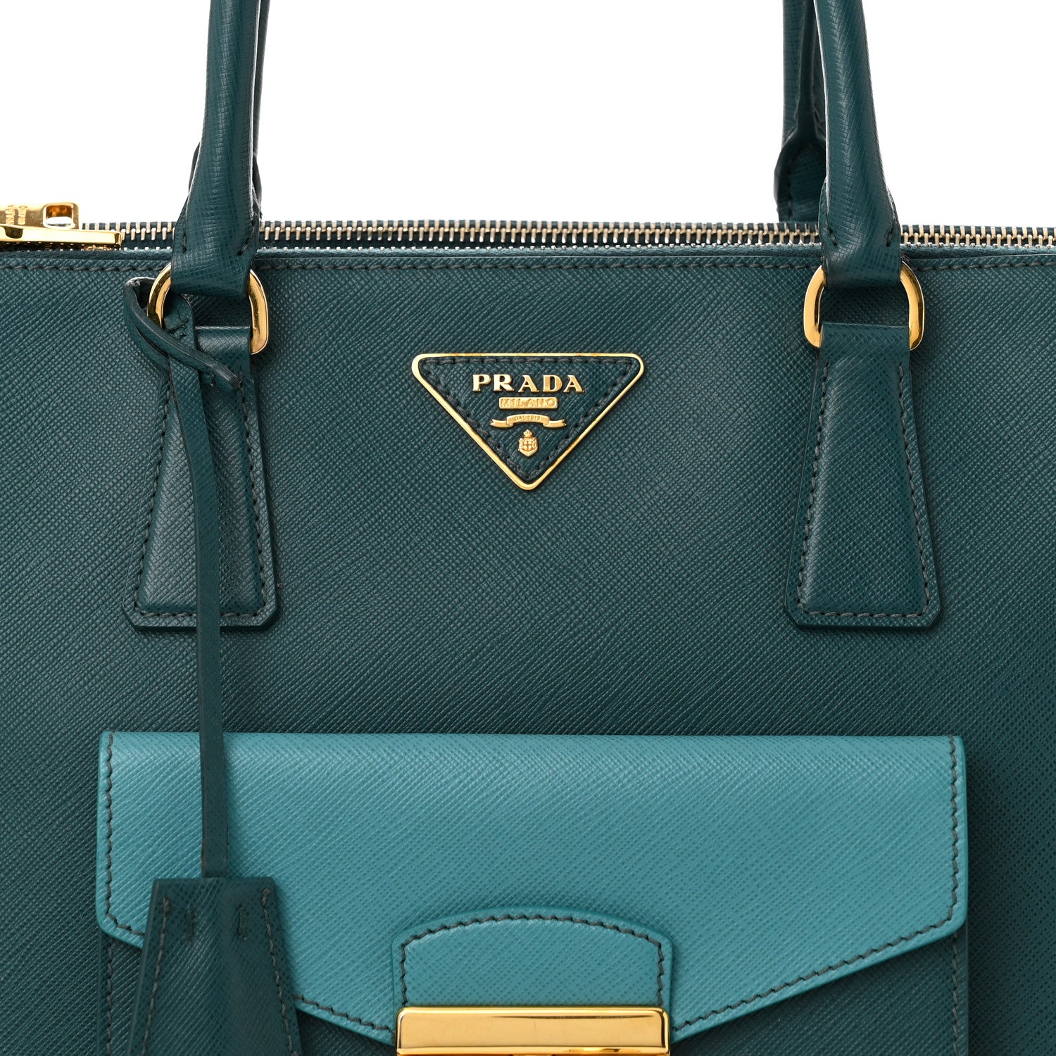 Prada Saffiano Lux Galleria Front Pocket Tote Ottanio Cobalto 8 of 12