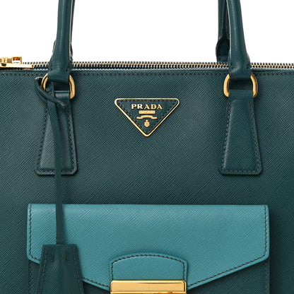 Prada Saffiano Lux Galleria Front Pocket Tote Ottanio Cobalto 8 of 12