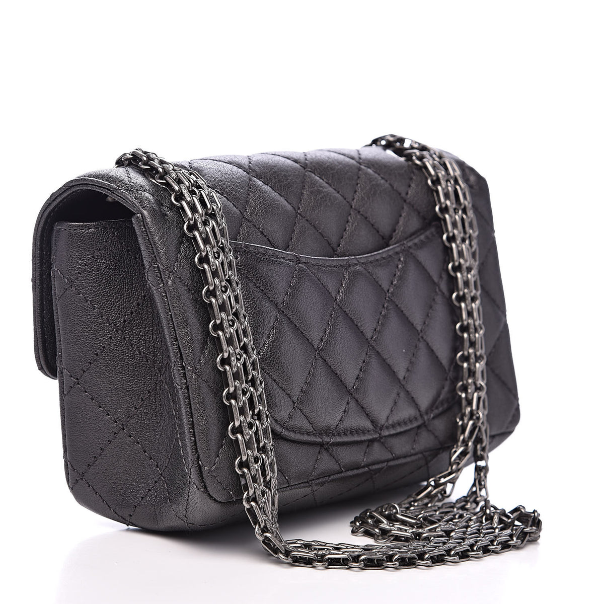 Sheepskin Quilted 2.55 Reissue Mini Flap Dark Grey