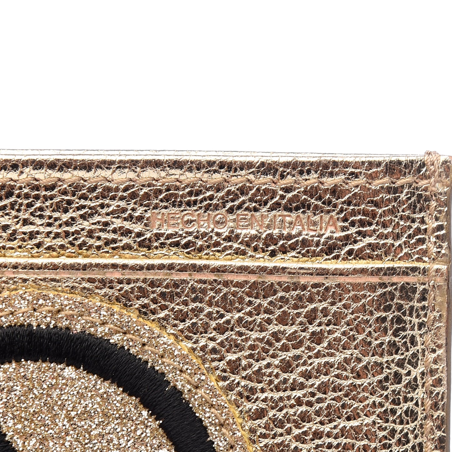 Metallic Goatskin Madras Pop Patch Card Case Cromo