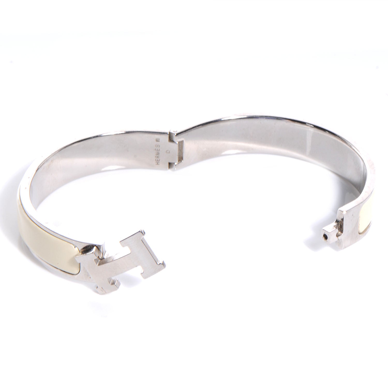 Hermes Enamel Narrow Clic Clac H Bracelet GM Craie 3 of 4