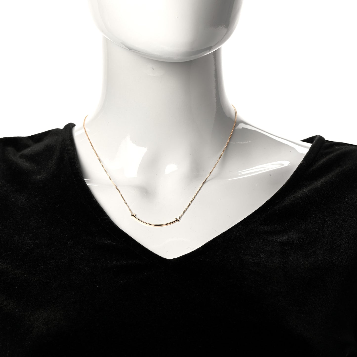 18K Rose Gold Small T Smile Pendant Necklace