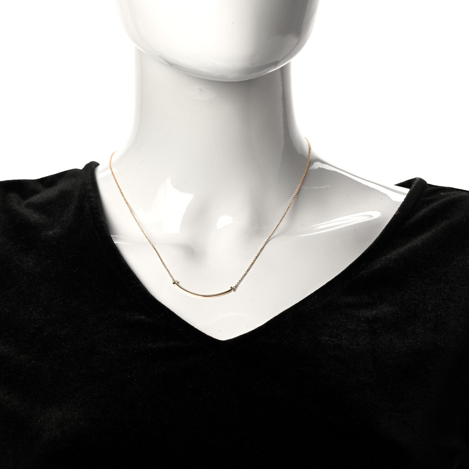Tiffany 18K Rose Gold Small T Smile Pendant Necklace 2 of 6