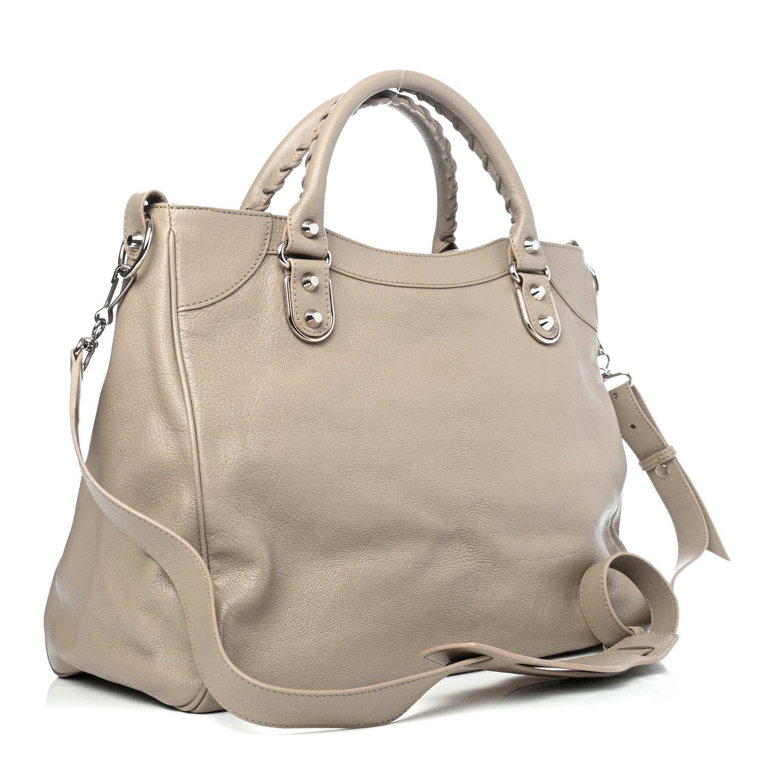 Balenciaga Chevre Silver Metallic Edge Hardware Velo Beige Dune Argille 2 of 4