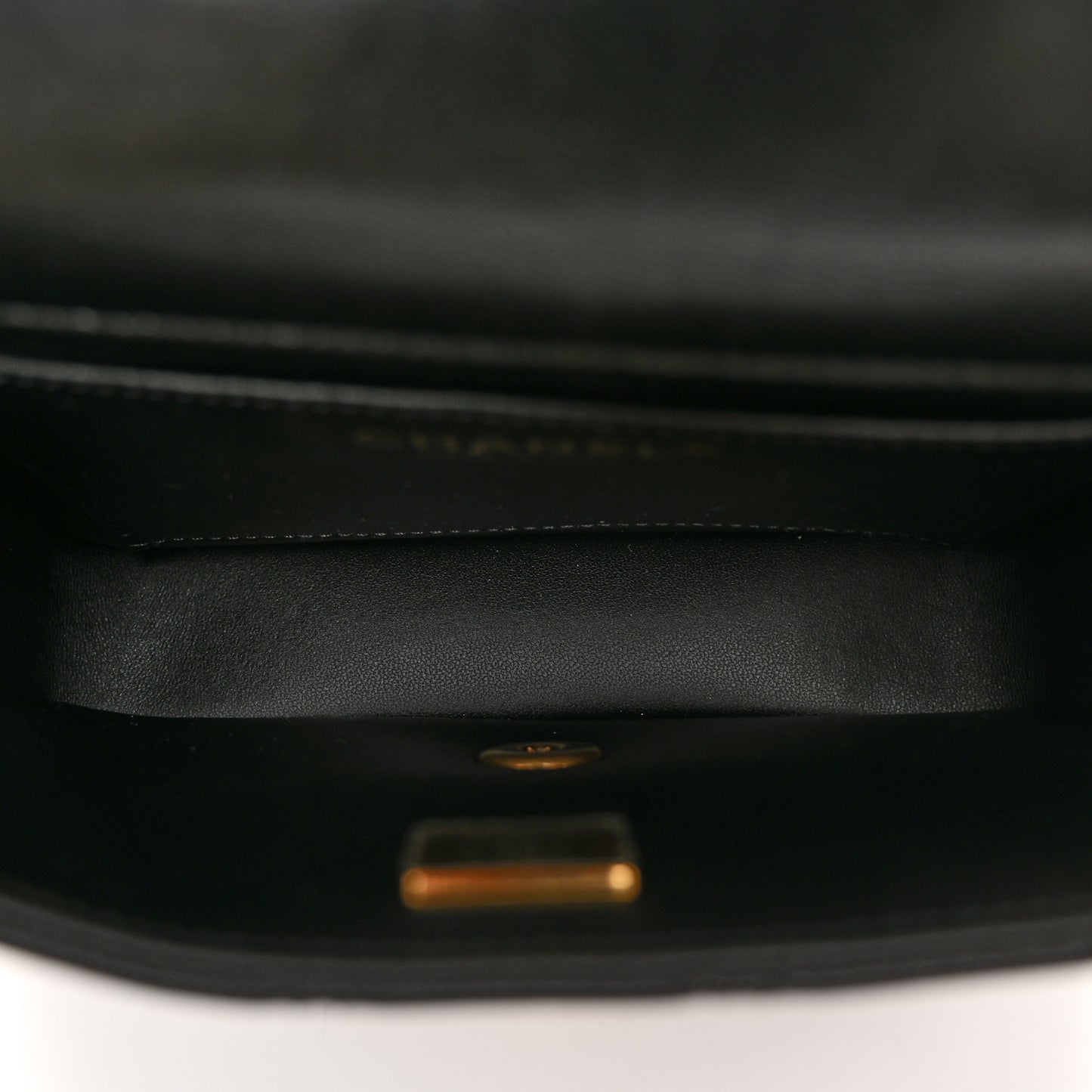 Shiny Lambskin Quilted Pearl Twist Mini Square Flap Black
