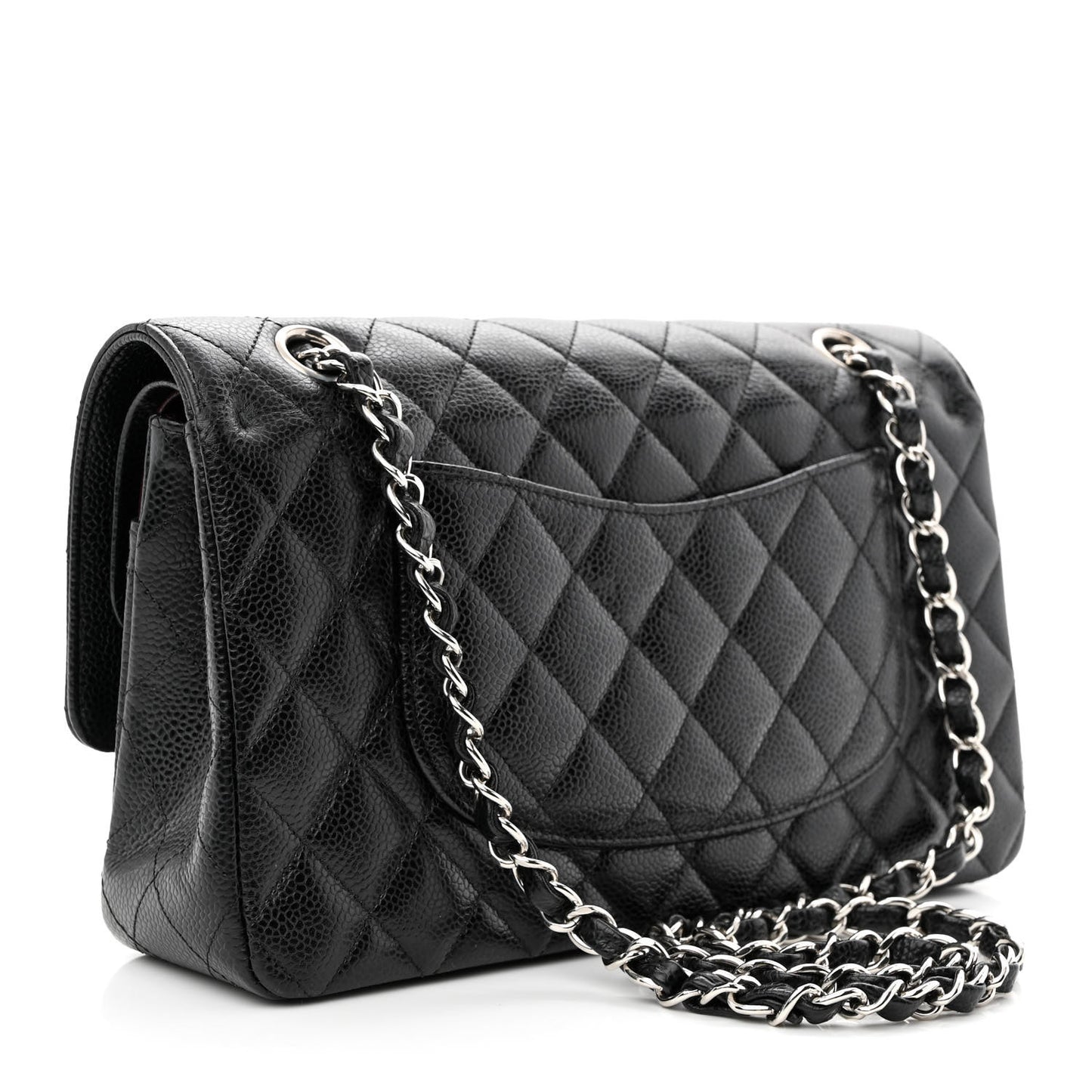 Caviar Quilted Medium Double Flap Black