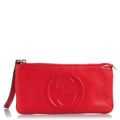 Gucci Pebbled Calfskin Soho Wristlet Vibrant Red 1 of 7