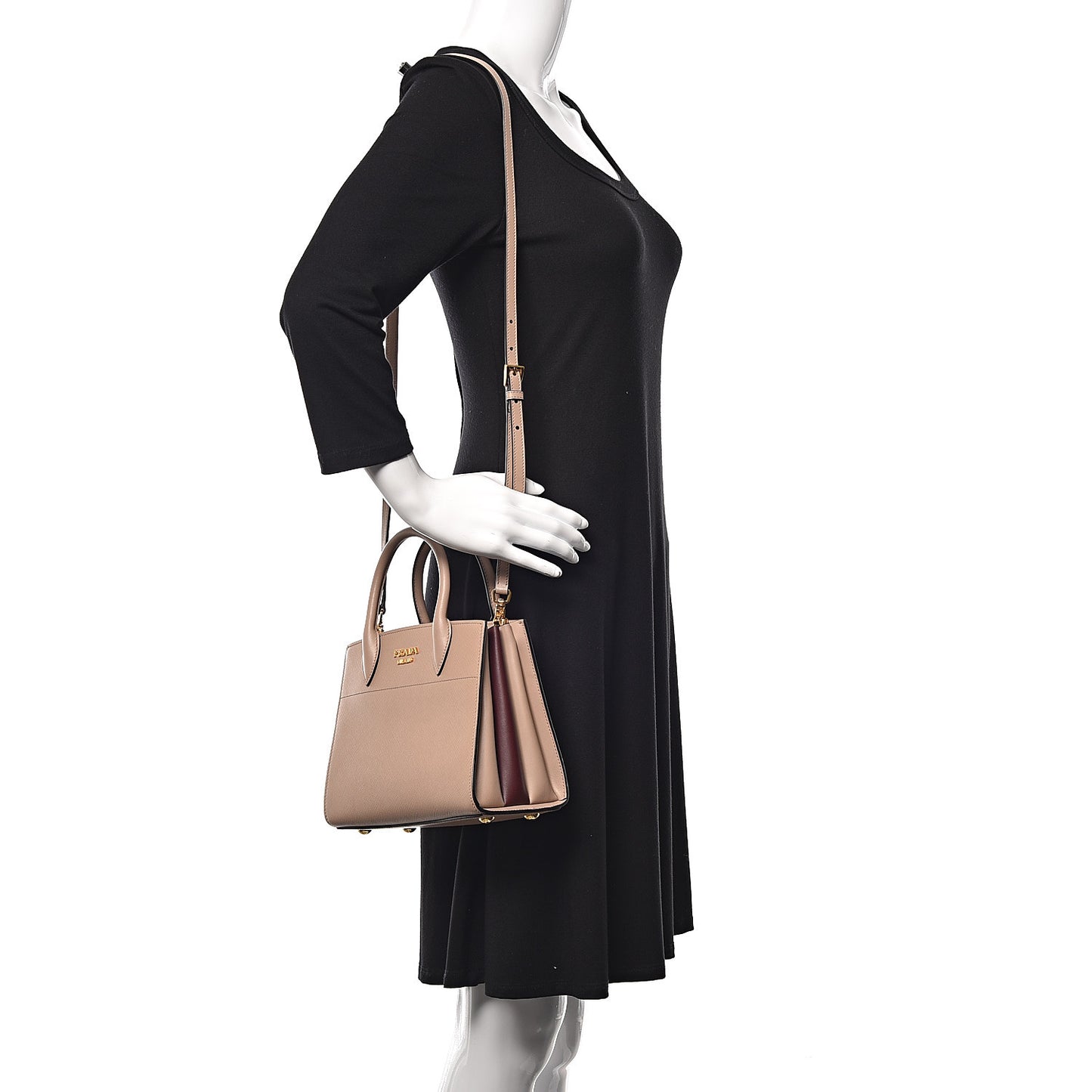 Saffiano City Calfskin Small Bibliotheque Top Handle Cammeo Granato