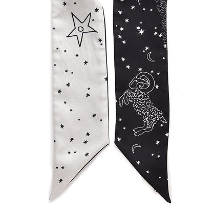Christian Dior Silk Zodiac Aries Mitzah Scarf Black 5 of 5