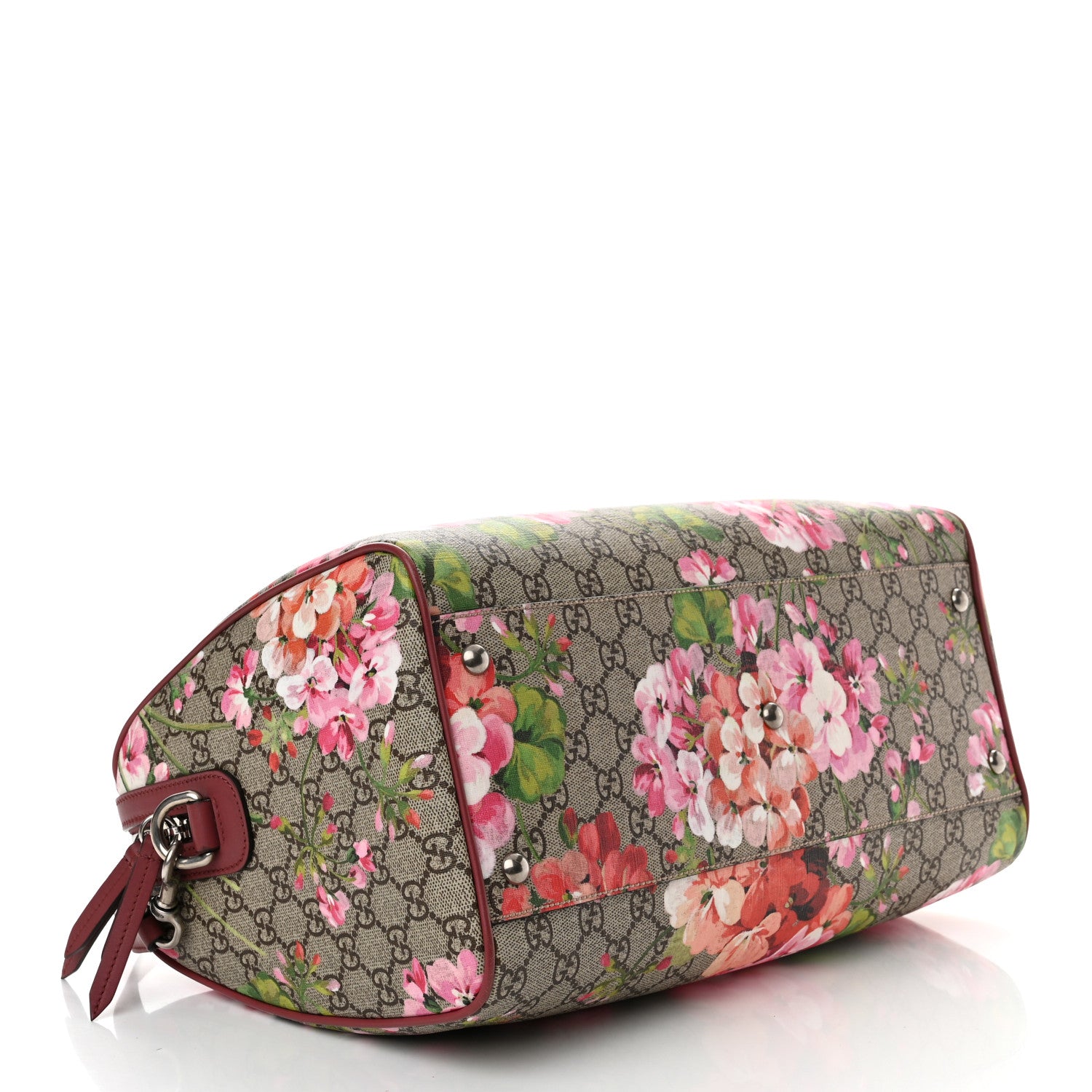 Gucci GG Supreme Monogram Blooms Medium Boston Beige Multicolor Dry Rose 4 of 11