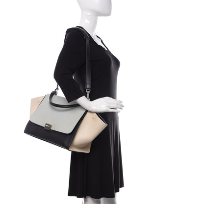 Celine Drummed Calfskin Suede Medium Tri-color Trapeze Black 2 of 18