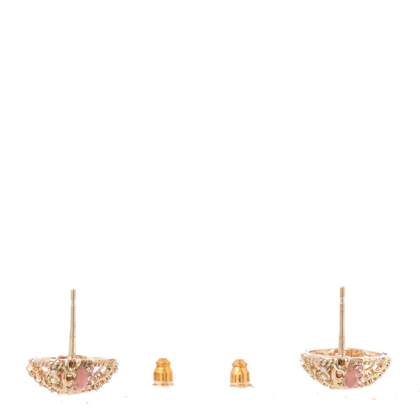 Pearl CC Round Earrings Gold Pink
