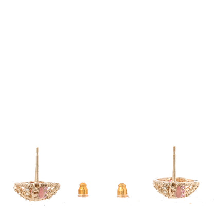 Chanel Pearl CC Round Earrings Gold Pink 3 of 5
