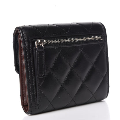 Chanel Lambskin Quilted Compact Flap Wallet Black 3 of 9