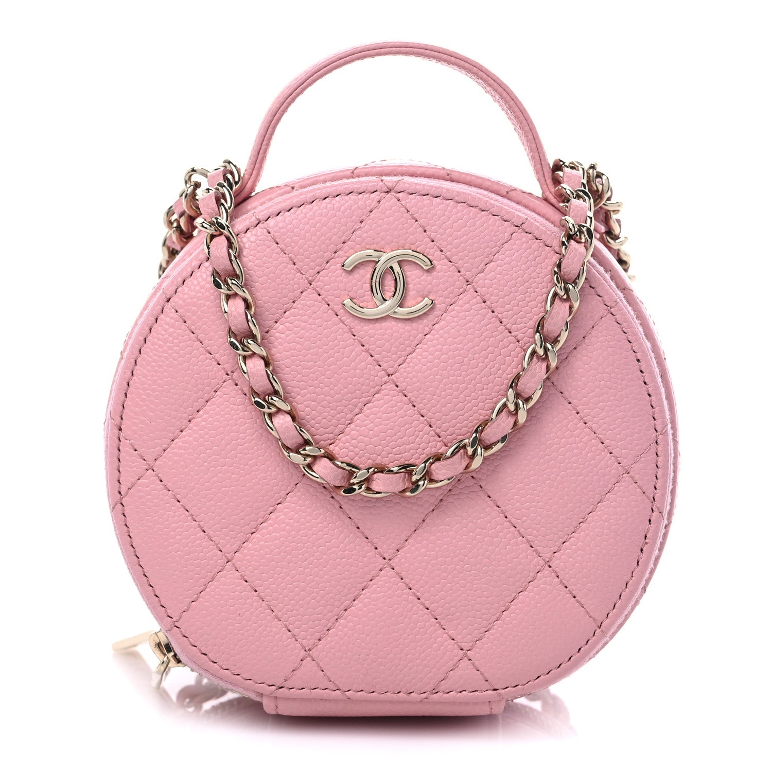 Chanel Caviar Quilted Round Handle With Care Vanity With Chain Pink 1 of 11
